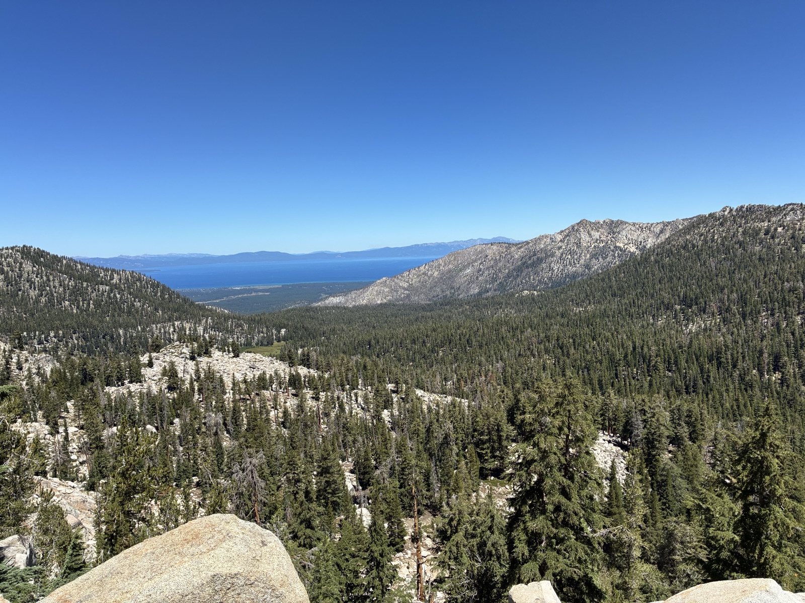 Looking out to Tahoe from the traverse between Freel Pass and Armstrong Pass.
