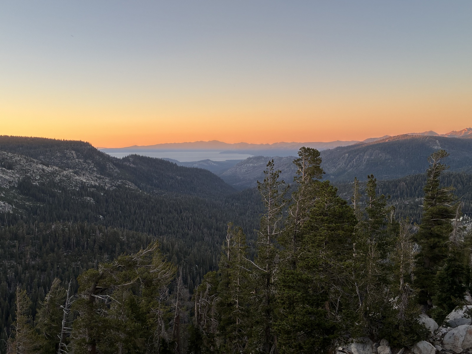 Sunset over Lake Tahoe on night three.