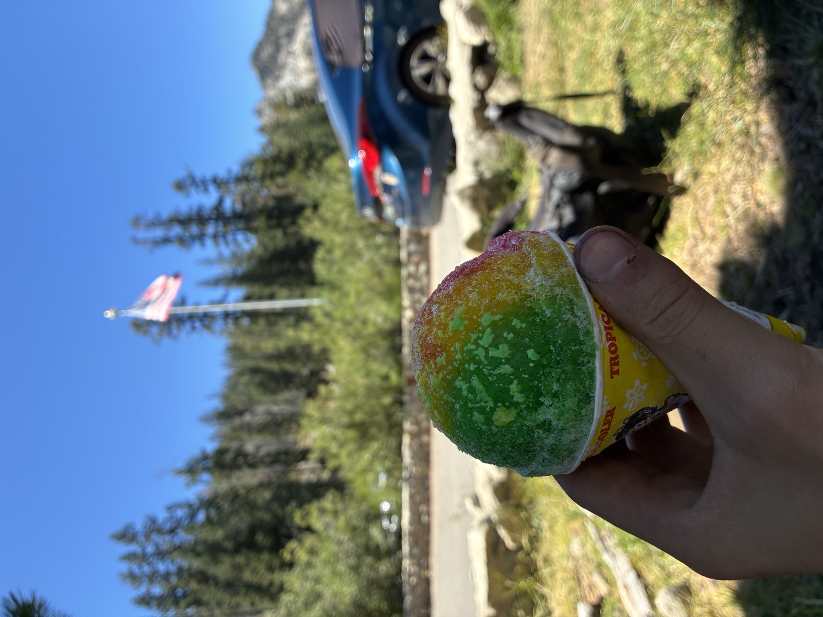 A snow-cone at Echo Chalet before the long climb into Desolation.