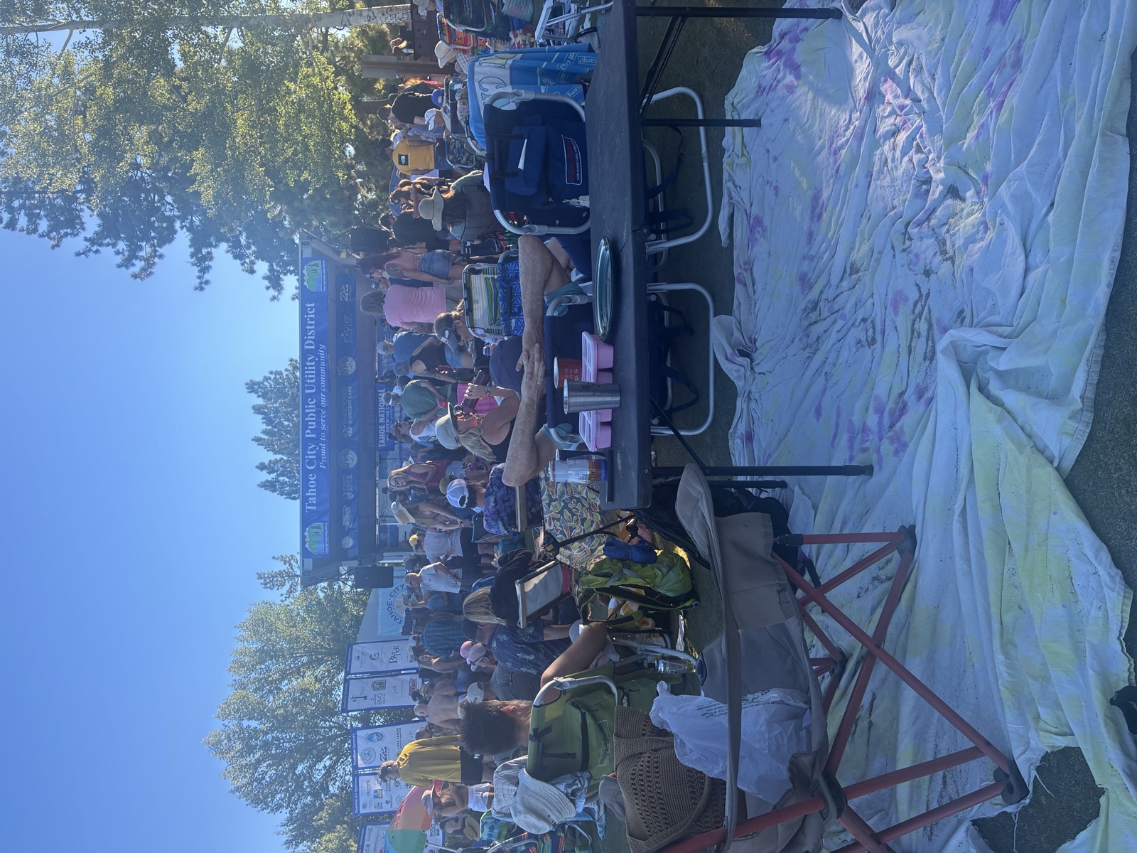 The outdoor bluegrass concert by the lakeshore.